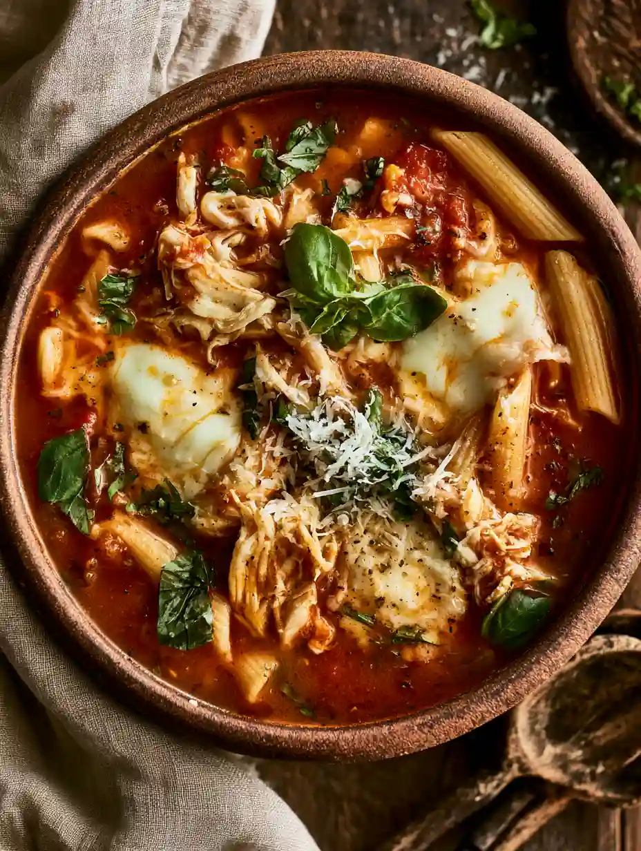 Creamy Chicken Parmesan Soup with Tender Chicken